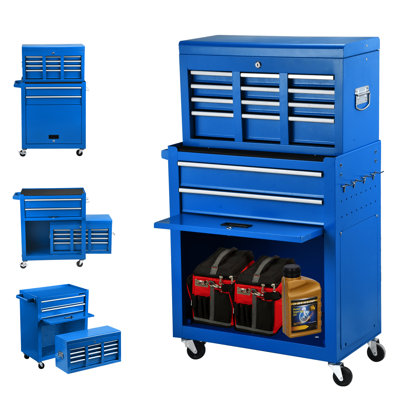 Edenburg 24.4'' W 8 -Drawer Stainless Steel Combination Set with Wheels