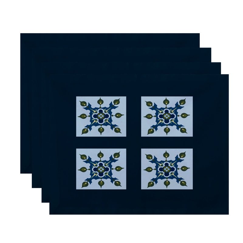 Ensemble de napperon 4 pièces shivansh, Sarcelle / bleu clair