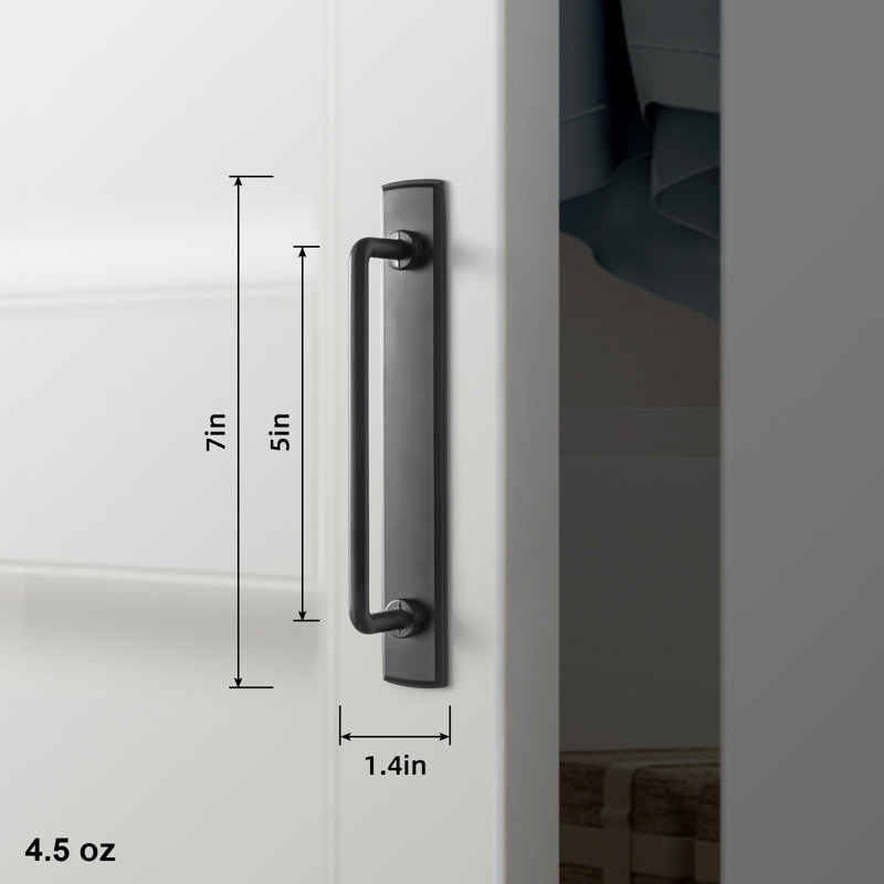 Poignée barre 5 po avec support G011 - noir, 5", Noir mat