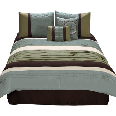 Green/Blue Microfiber 6 Piece Comforter Set