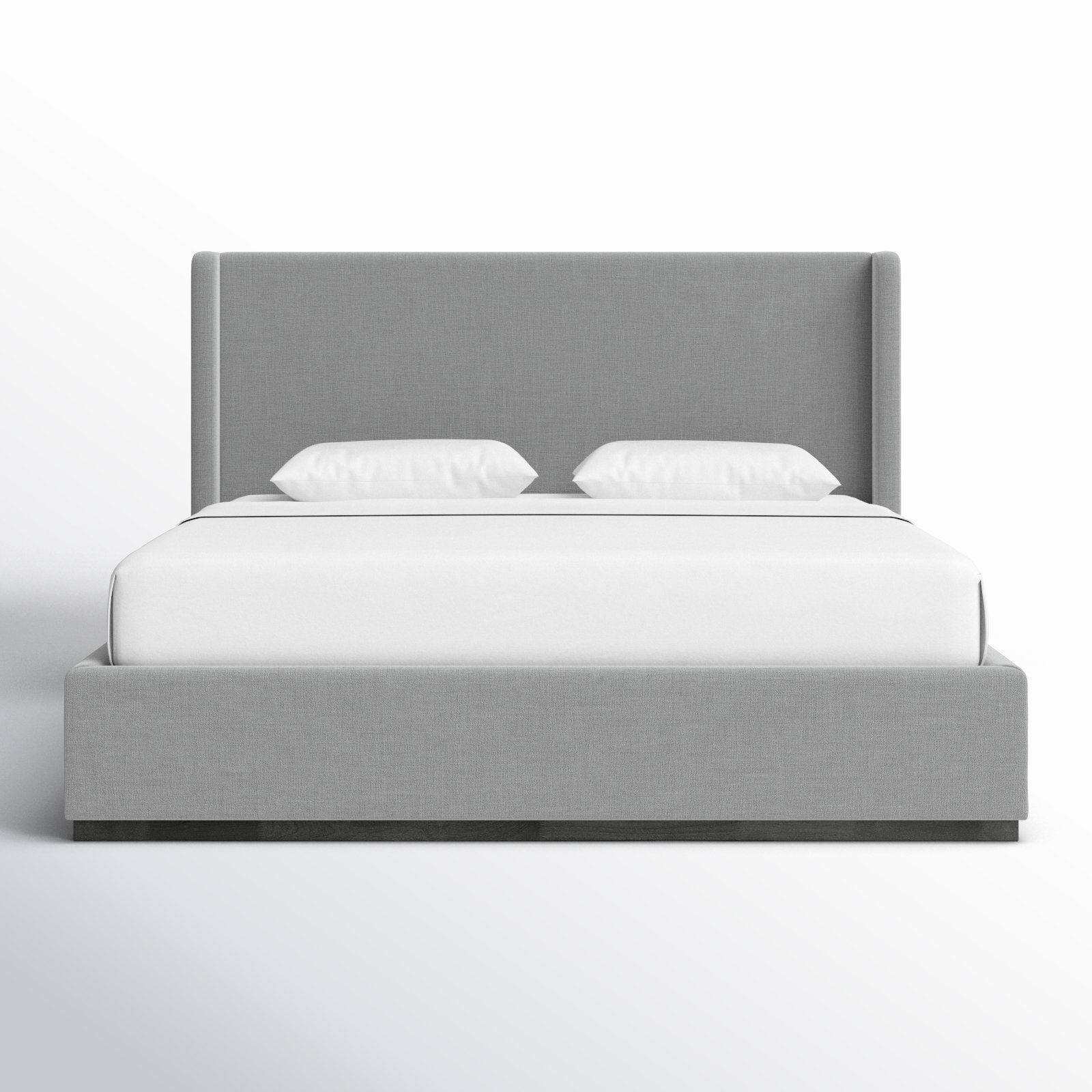 Upholstered Panel Bed, Grey Linen Textured Fabric, King