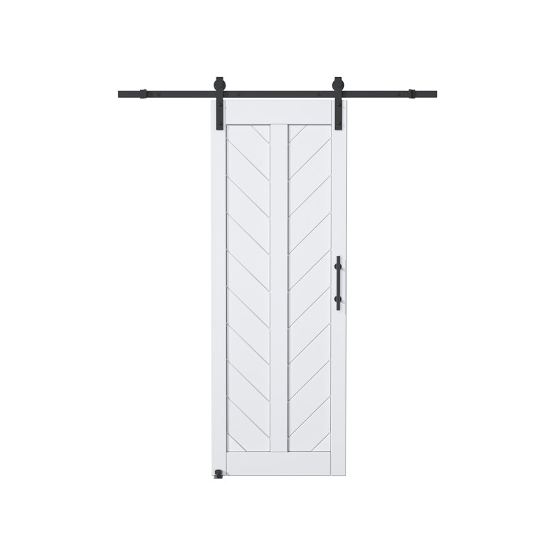 Porte de grange préfabriquée en bois manufacturé à panneaux avec trousse de quincaillerie d'installation, 30 po x 84 po
