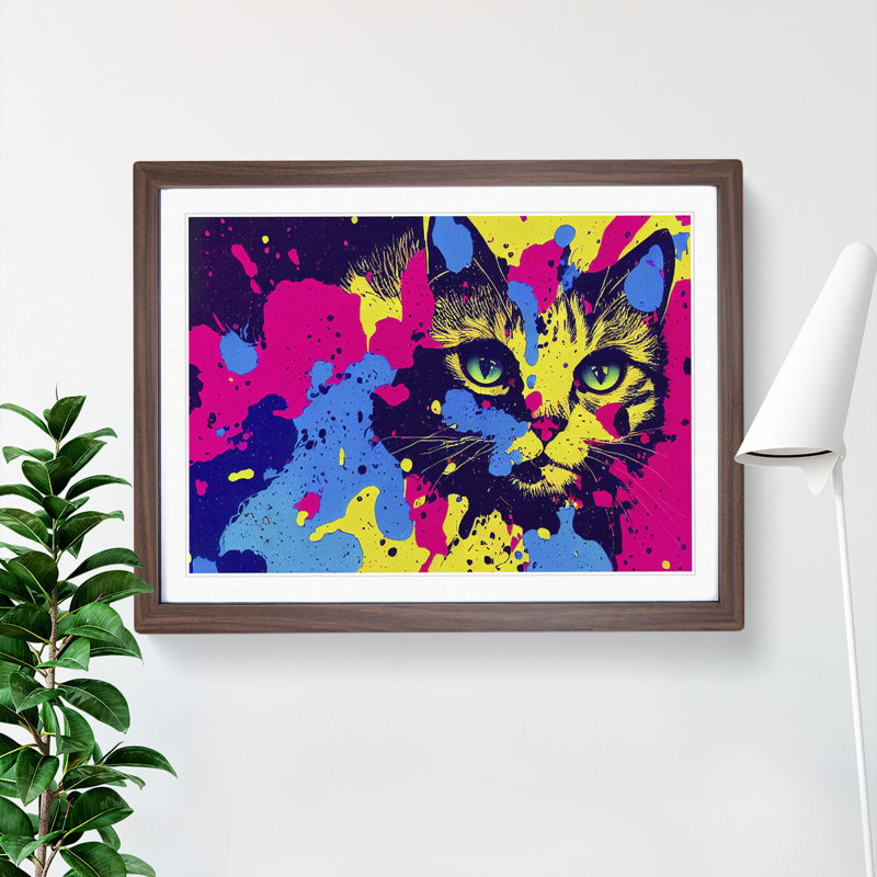 Cat Splashed Vol.2 Abstract - Framed Print, 25cm H x 34cm W x 2cm D, Walnut