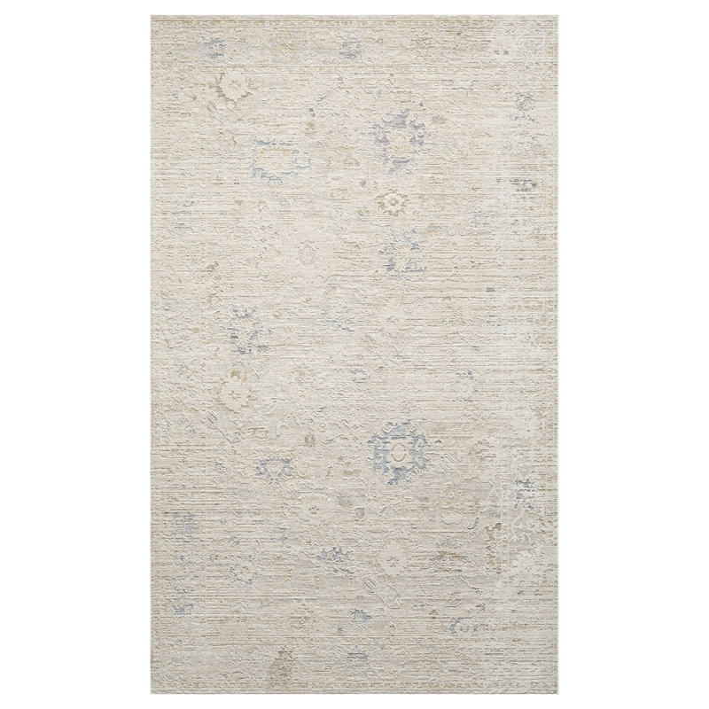 Melby Beige/Ivory Traditional Floral Filigree Power-loomed Indoor Area Rug, Rectangle 9' x 12'