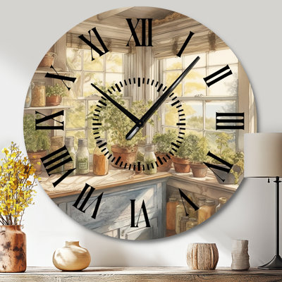 Old Farmhouse Kitchen I - Kitchen Black Face Wall Clock