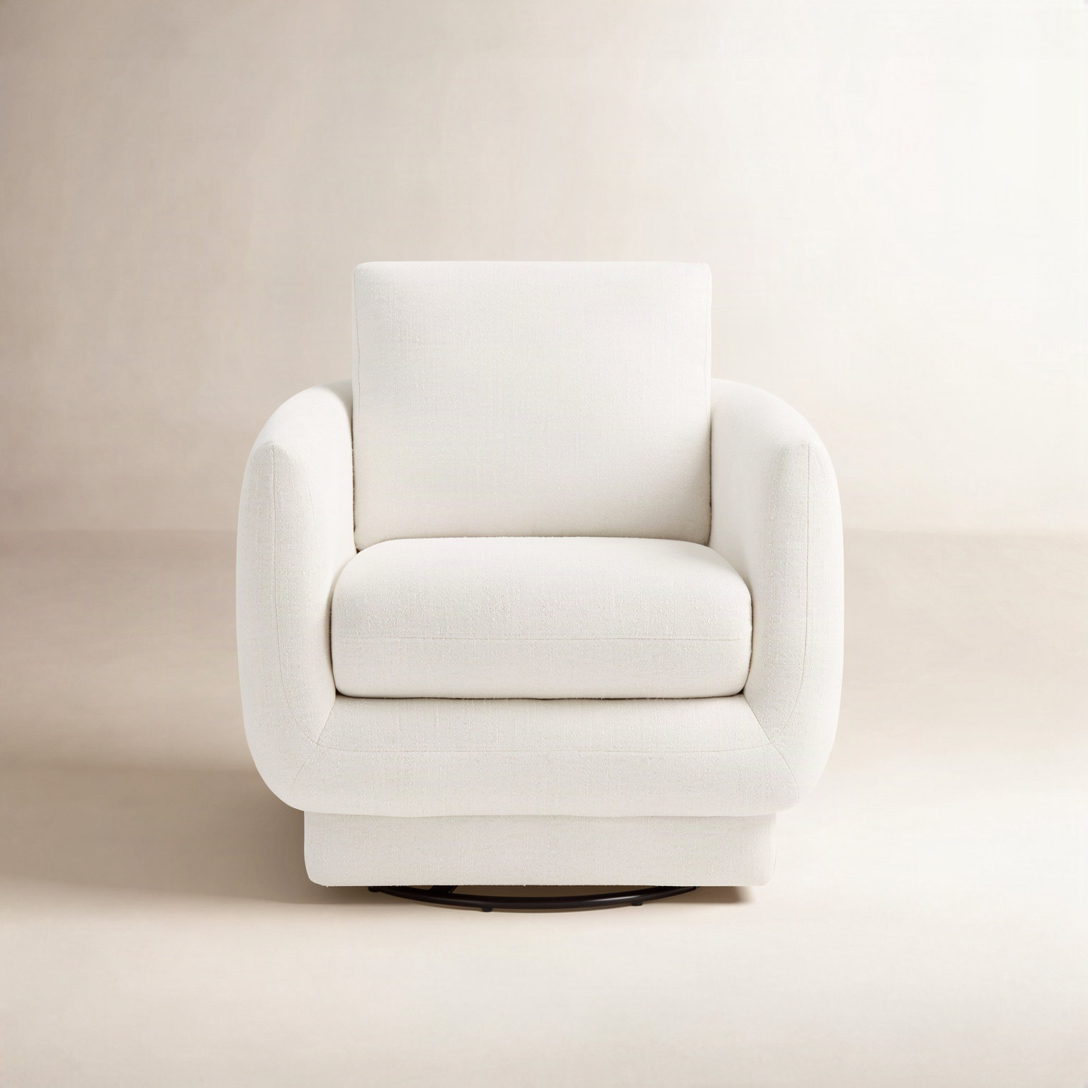 Ramel Swivel Armchair, Mellow Ivory Chenille