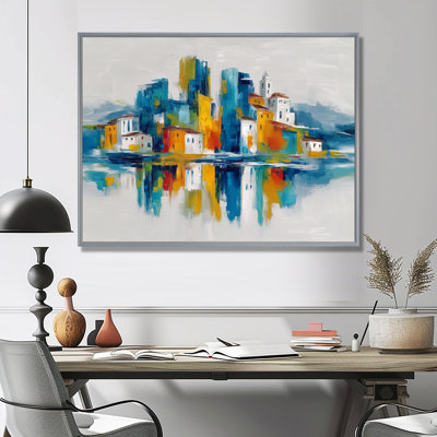 Urban City Liquid Ink Landscape - New York City Canvas Print, Yellow Cityscape Wall Art