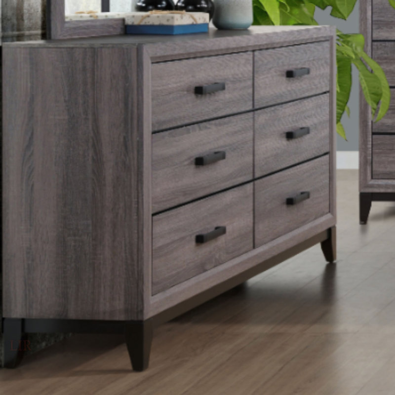Keaunte 16.38'' W 6 - Drawer Dresser, Black/Gray