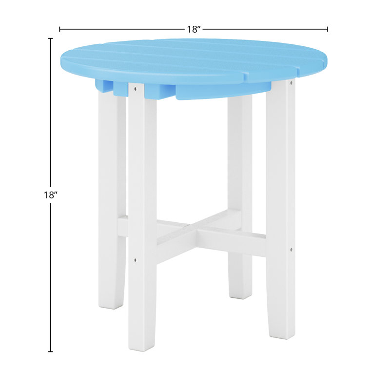 Table d'appoint ronde Iser, Destin - blanc, Bleu d'été