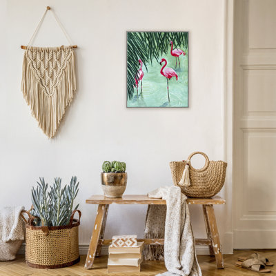 Shallow Flamingo Pond Framed Giclee, design by Sarah Waldron Kimball