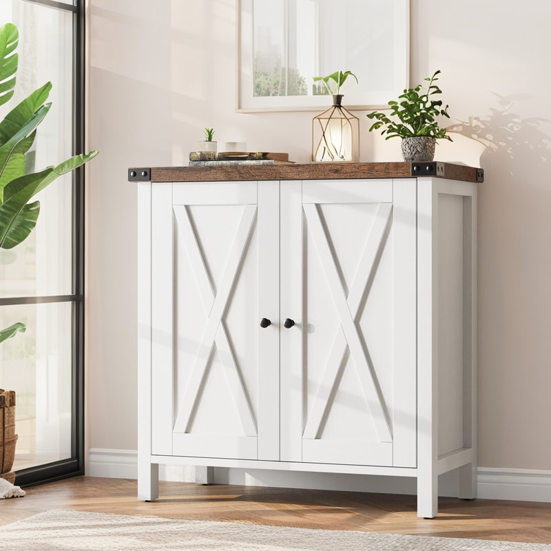 Farmhouse Storage Cabinet, Rustic Entryway Sideboard Buffet, Multi-Use Console Cabinet with Cabinets & Open Shelf for Dining Room, Living Room, Hallway