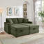 Canapé confortable moelleux en velours côtelé, espace de rangement pour grande causeuse, méridienne super moelleuse avec repose-pieds double et table de bout-673200259