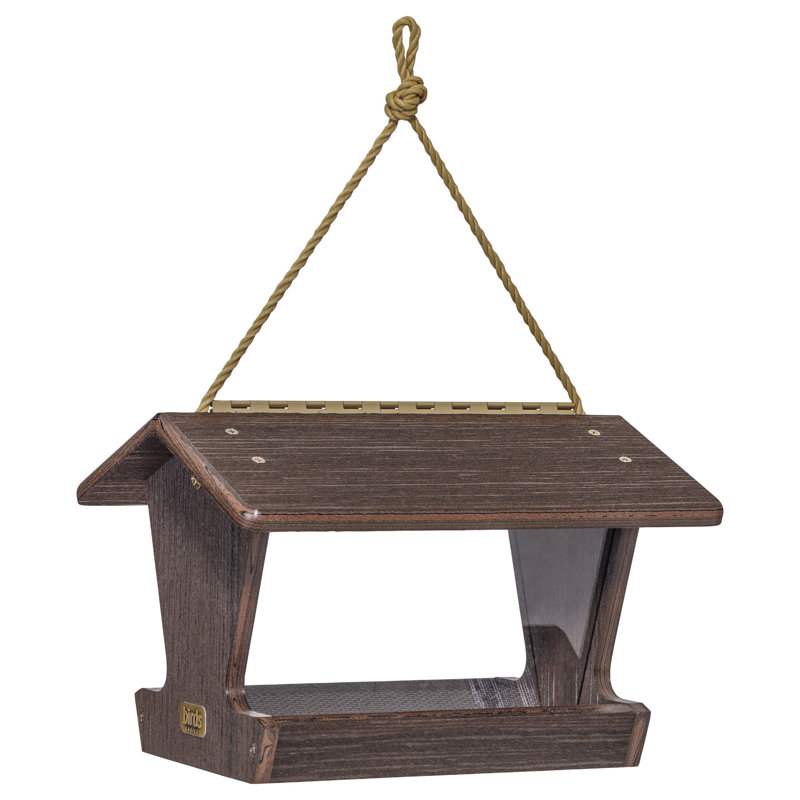 Brazilian Walnut Hanging Plastic Hopper Bird Feeder