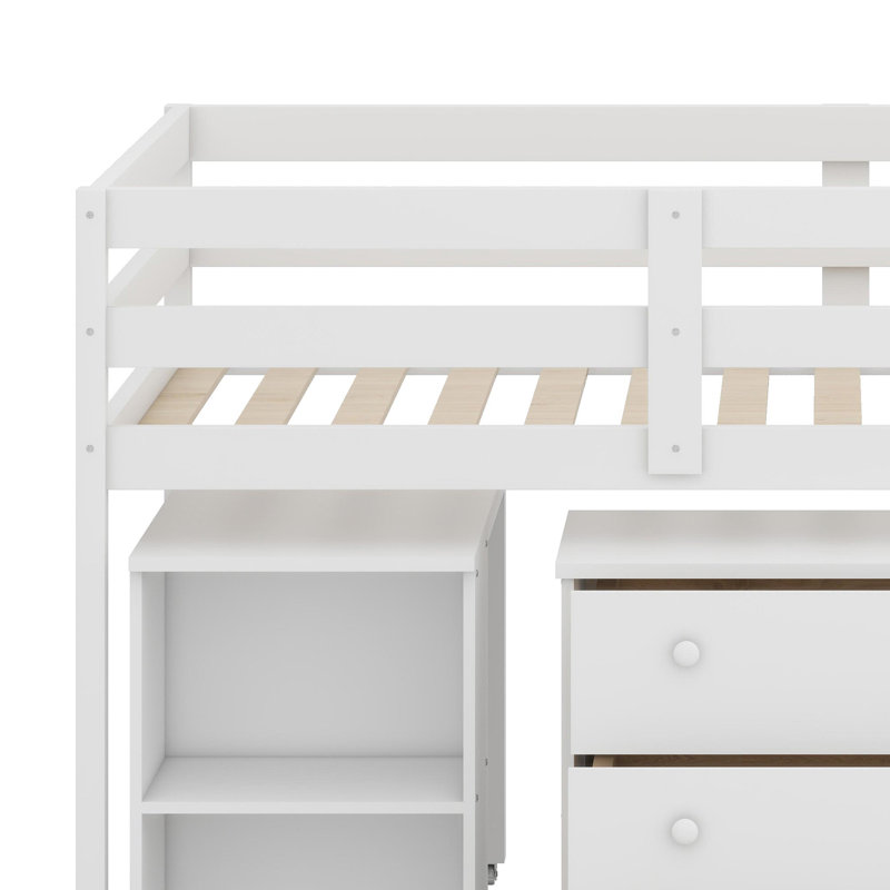 Lit mezzanine avec armoire et portable, Blanc