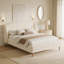 Grand lit plateforme tapissier en tissu blanc avec tête de lit à oreilles White-916513728