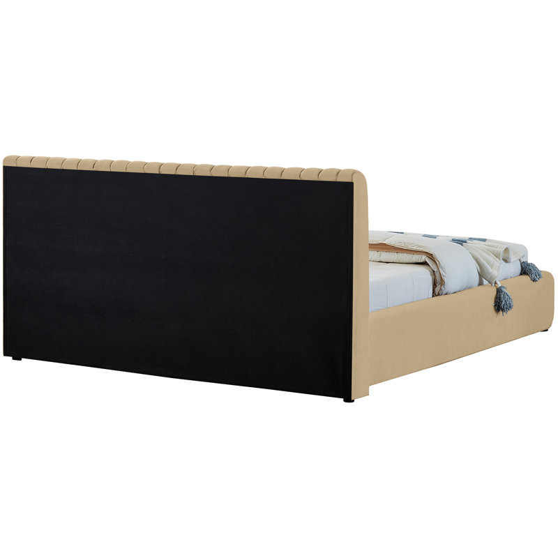 Nico Tufted Panel Bed, King, Camel Velvet