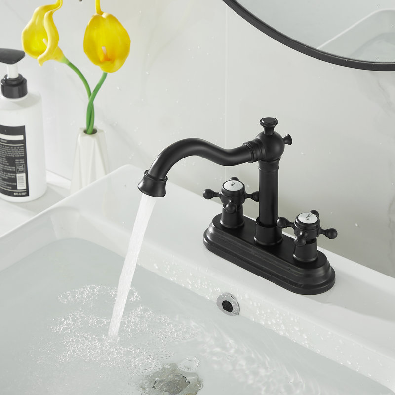 Robinet de lavabo de salle de bain 4 "avec drain Centreset, Noir mat