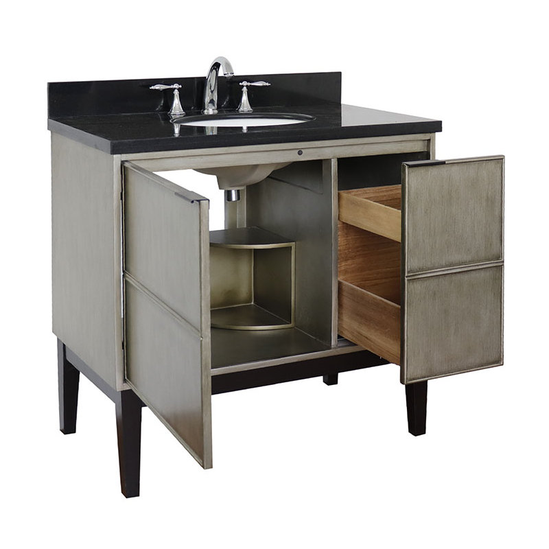 37'' Single Bathroom Vanity with Stone Top, Black Galaxy