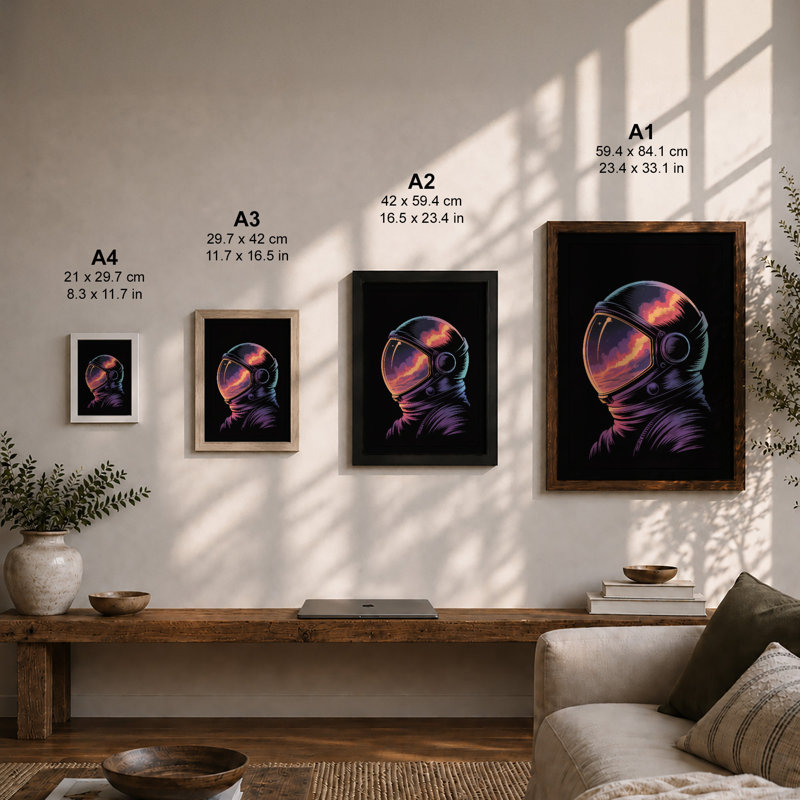 Cosmic Visor Modern - Framed Print, A2 - 59.4 x 42.0 cm, White