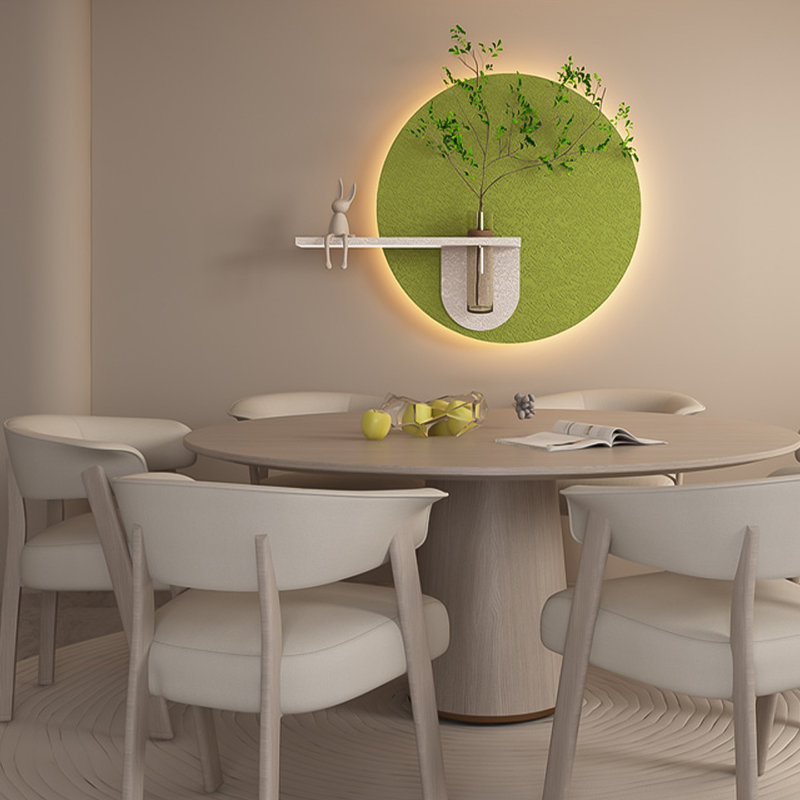 Décoration murale verte verte avec lumières DEL télécommandées, H 31,5 po x l 31,5 po x P 5,91 po