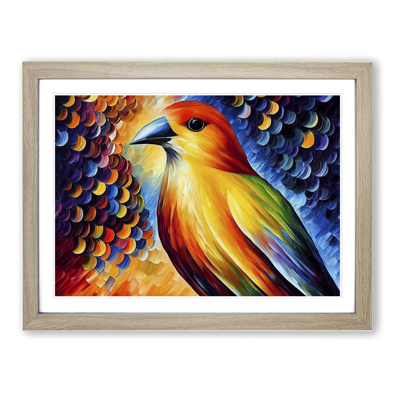 Bird Painting Vol.4 Abstract - Framed Print, Oak, 46cm H x 64cm W x 2cm D