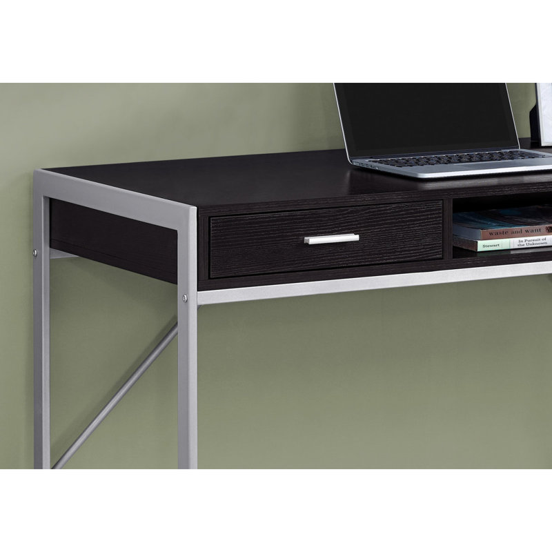 Calvillo Computer Desk, Home Office, Laptop, Storage Drawers, Work, Metal, Laminate, Cappuccino/Silver