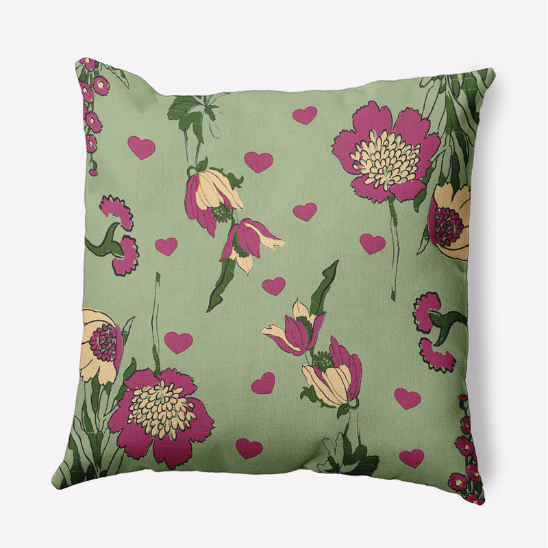 Coussin décoratif en polyester floral, H 20 po x l 20 po, Carré