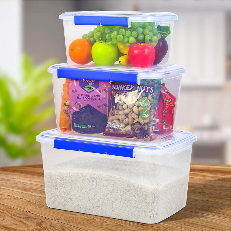 Plastic Kitchen Food Storage Containers With Lids - Ideal For Rice, Flour, Soups, Fruit & Meal Prep - Stackable, Leak-Proof Container With Snap Lock Lids