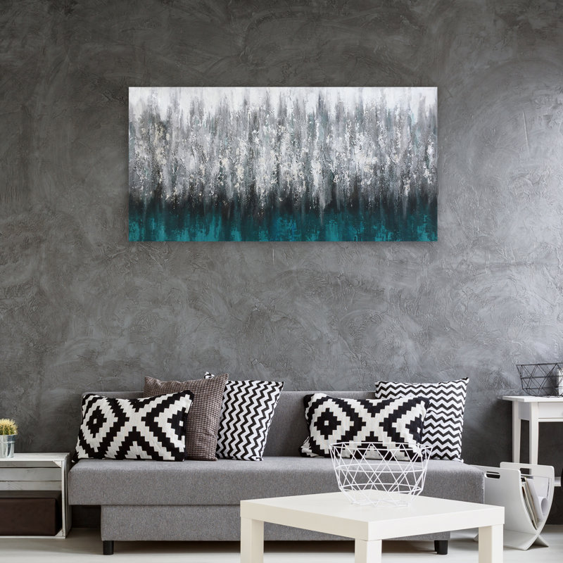Peinture abstraite argentée sur toile de plage, 