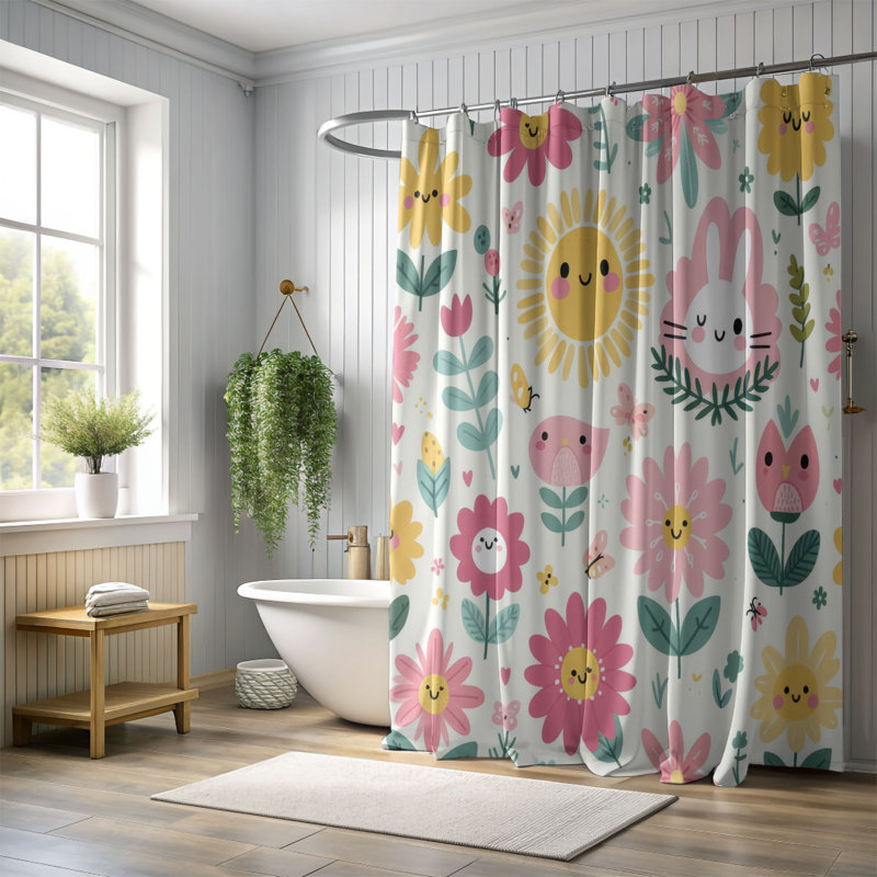 Fresh Spring Blossoms - 1 Piece Standard Shower Curtain, 74" H x 71" W