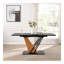 Table de salle à manger extensible, table rectangulaire géométrique moderne avec structure en métal robuste et base en panneau de fibres à densité moyenne, plateau de table réglable en bois pour la cuisine, la salle à manger et les espaces de bureau