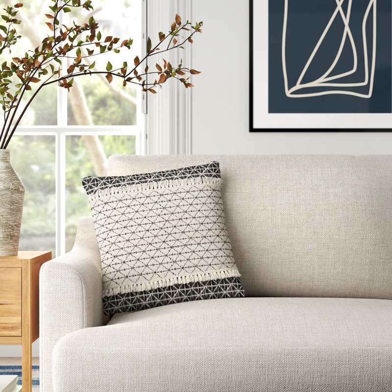 Santina Tassels Cotton Reversible Throw Pillow, 18" x 18", Down