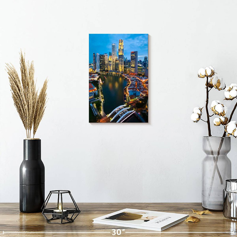 Aime illuminé le paysage urbain de Singapour, H 12 po x l 8 po