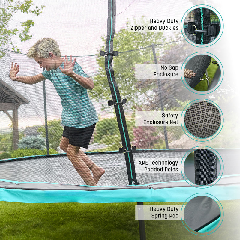 15' Black Round Trampoline with Safety Enclosure Net