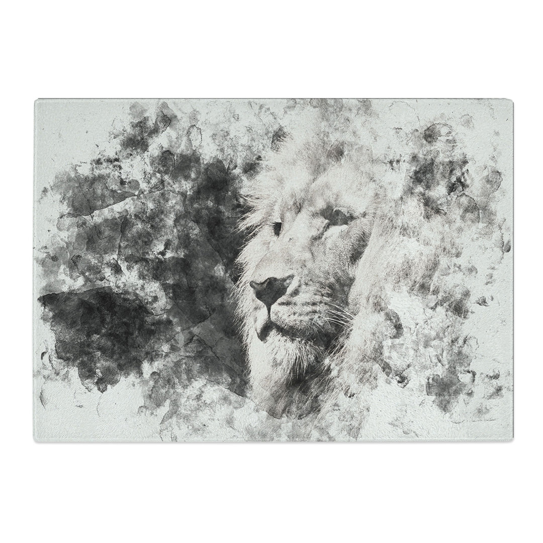 Tempered Glass Portrait of a Proud Lion Chopping Board