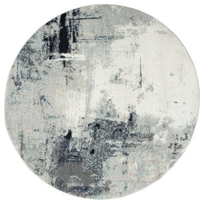 Stotfold Abstract Area Rug in White/Granite