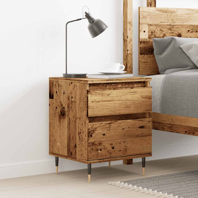 Mironda 40cm W Manufactured Wood Bedside Table, Old Wood