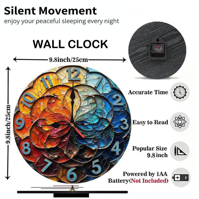 Horloge murale en mosaïque colorée