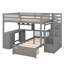 Lit superposé double au-dessus de simple avec bureau intégré, tiroirs et tablettes intégrées-1487162368