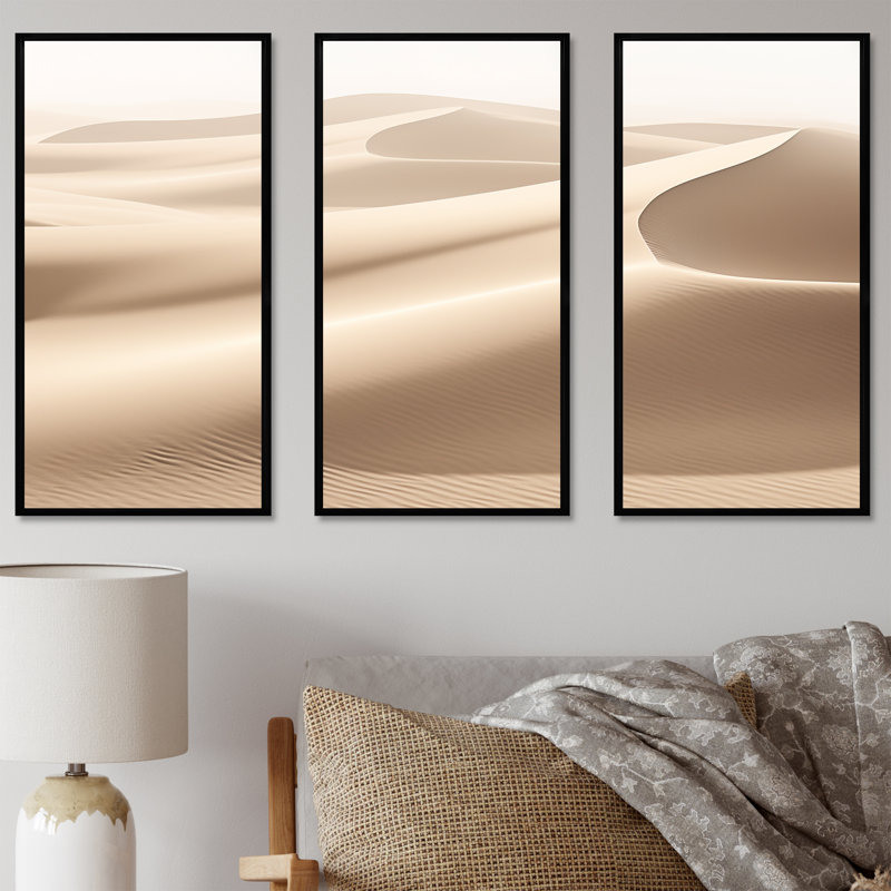 «Desert Sands Of Slumber Dreams VI», ensemble d'art mural sur toile minimalisme, Cadre flottant noir