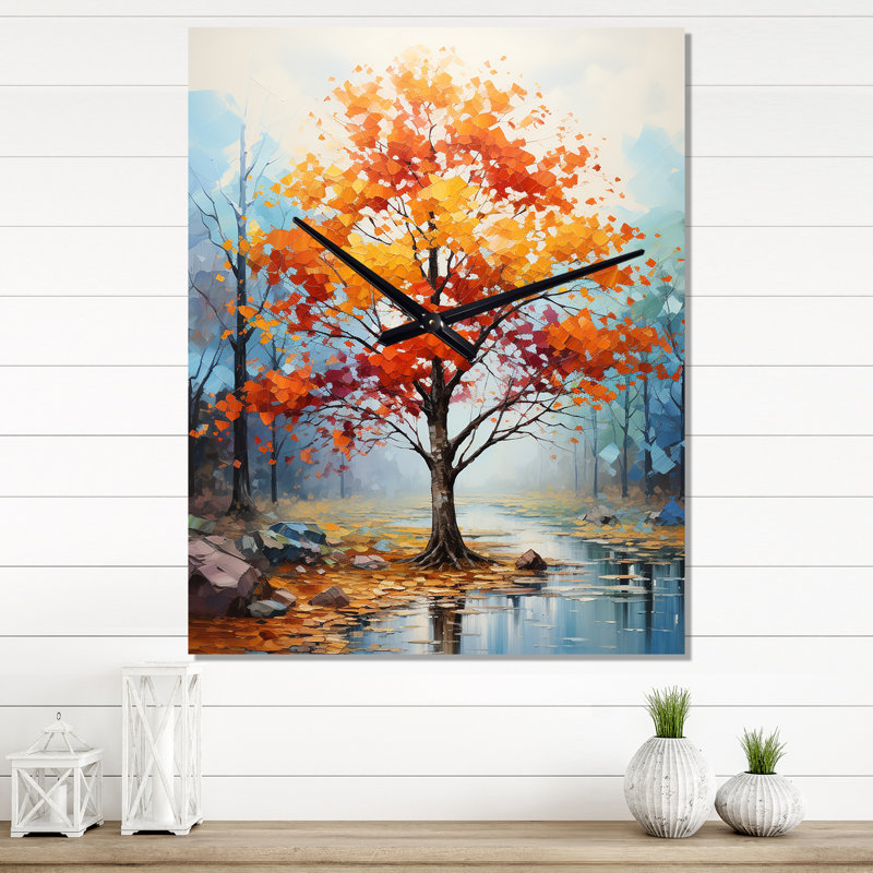 Alive Colours Maple Trees I - Tree Maple Modern Wall Clock, Medium