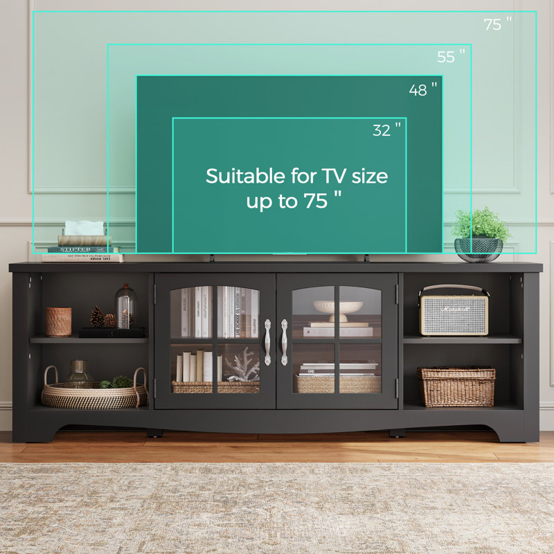 3-Piece Living Room Table Set, 66" TV Stand And 2 End Tables, Black