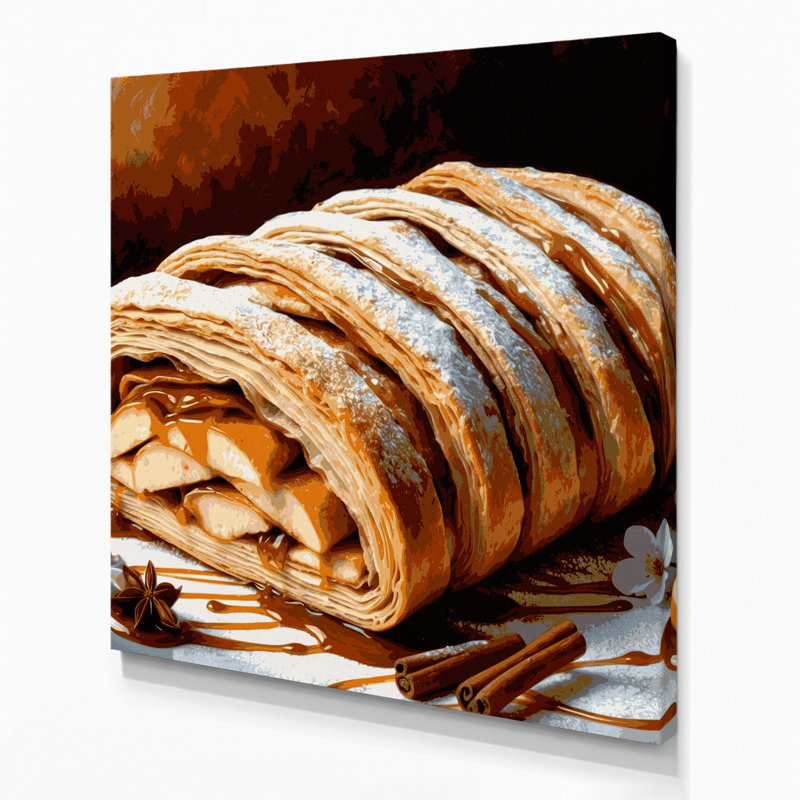 «Desserts Apple strudel», art mural sur toile brune, H 16 po x l 16 po