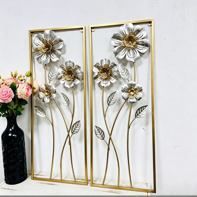 Ensemble de 2 panneaux muraux décoratifs floraux Cottage