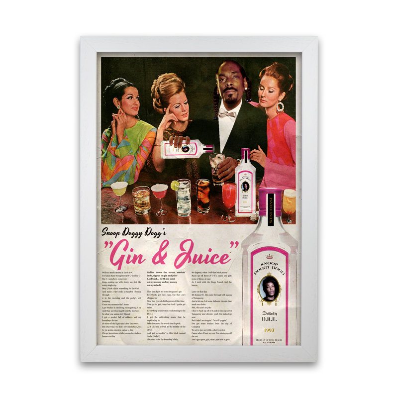 Snoop Dogg Gin And Juice by David Redon - Print, 29.7 cm H x 21 cm W x 5 cm D, White Grain