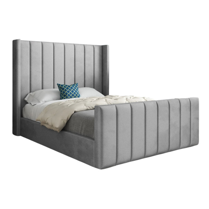 Anastasiea Upholstered Bed, Small Double (4'), Grey
