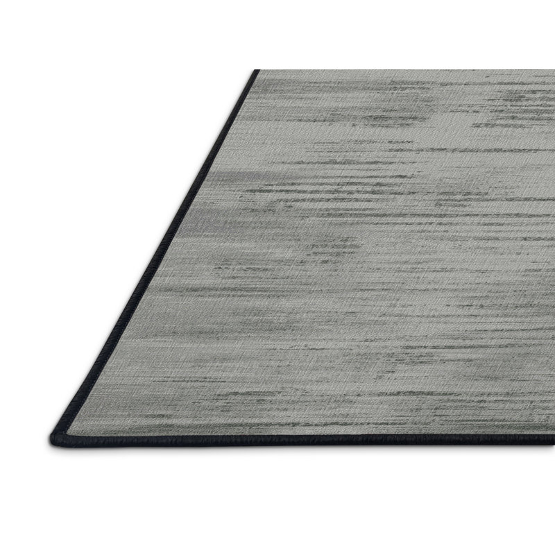 Machine Washable Abstract Gray Area Rug, Runner 2' x 5'
