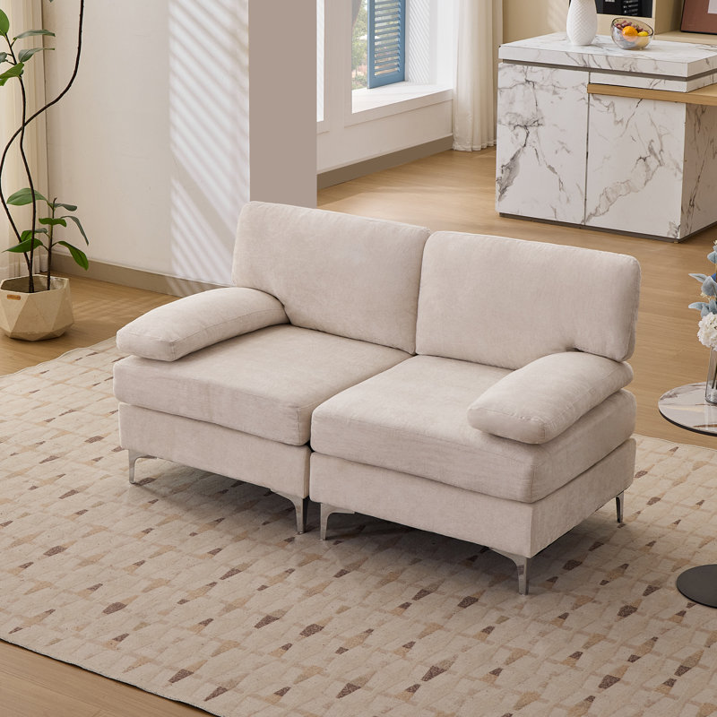 Modular Chenille Oversized Upholstered Sofa, Beige