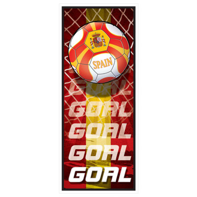 Couvre-porte de soccer Beistle Espagne - décoration toutes saisons avec le drapeau du football espagnol et le design «GOAL», décoration pour fêtes sportives, événements d'équipe et célébrations à thème, 6 pi x 30 po