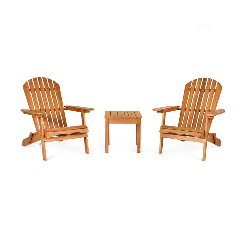 3-Piece Adirondack Chair Set With Widened Armrests